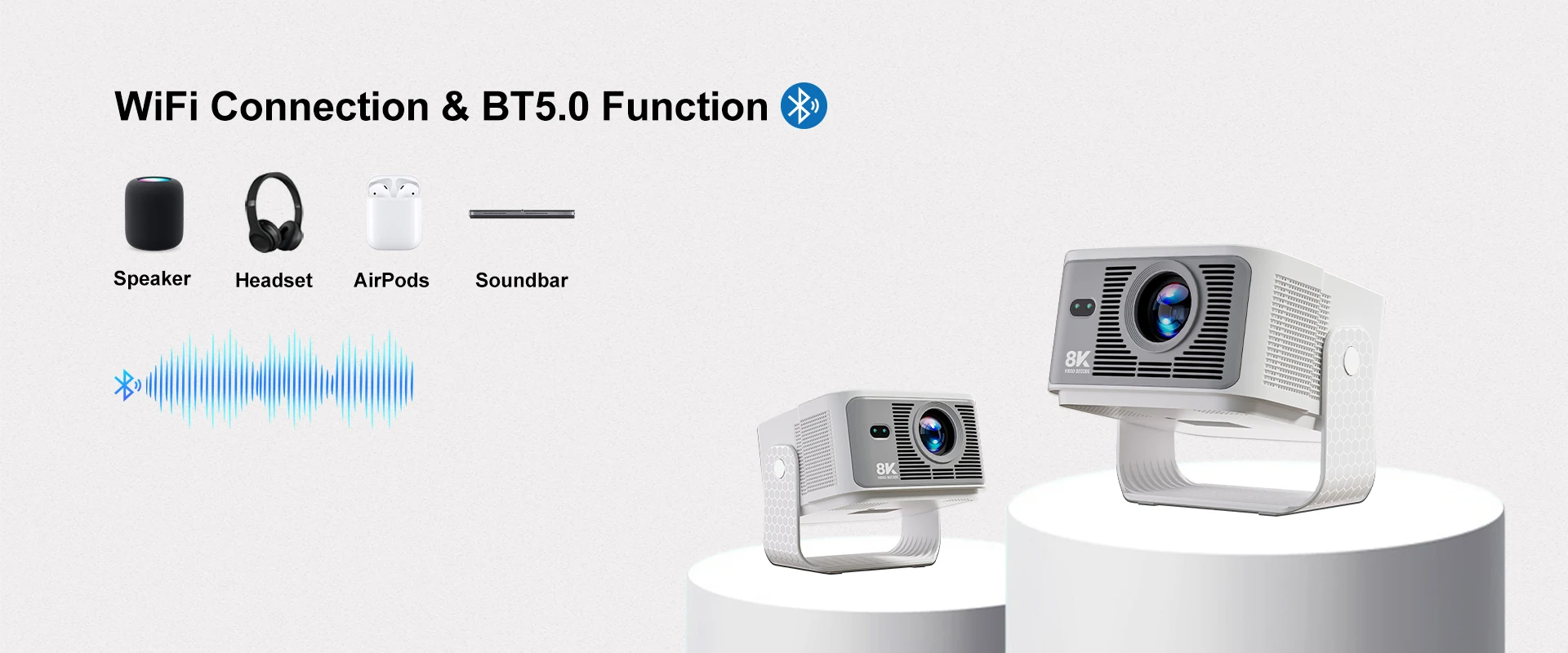 HY350 MAX GTV WiFi 6 Bluetooth 5.4 projector connectivity detail image
