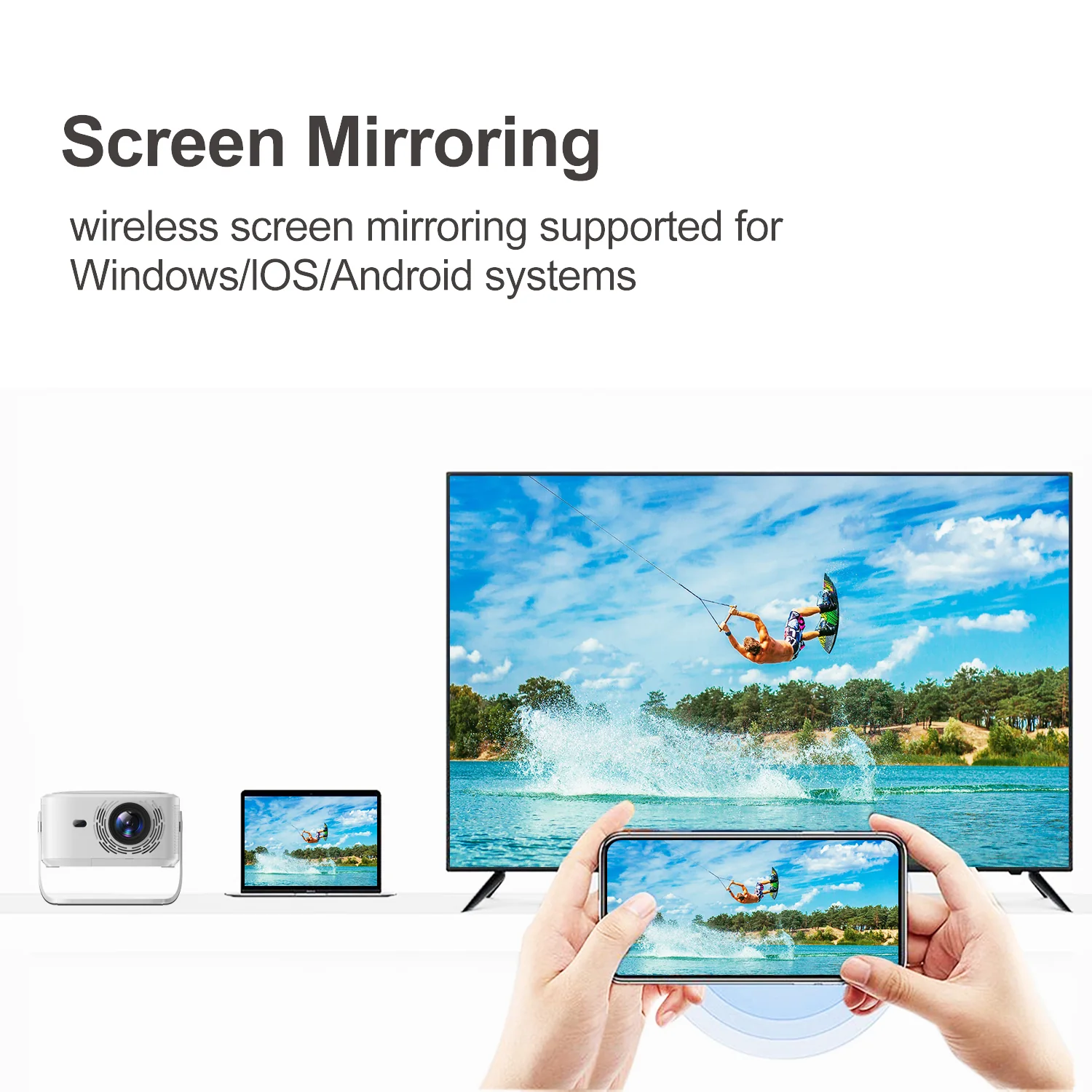 HY450 MAX GTV 1100 ANSI Smart Projector screen mirroring image for TOPLEO B2B buyers