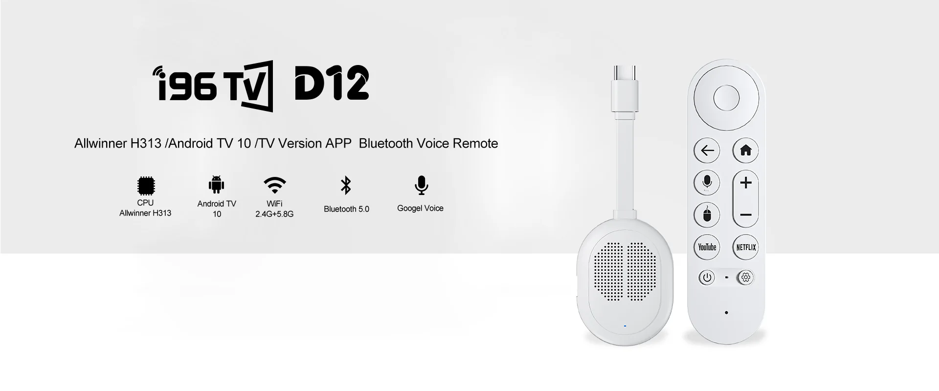 I96 D12 Android TV Stick specifications image for TOPLEO B2B buyers