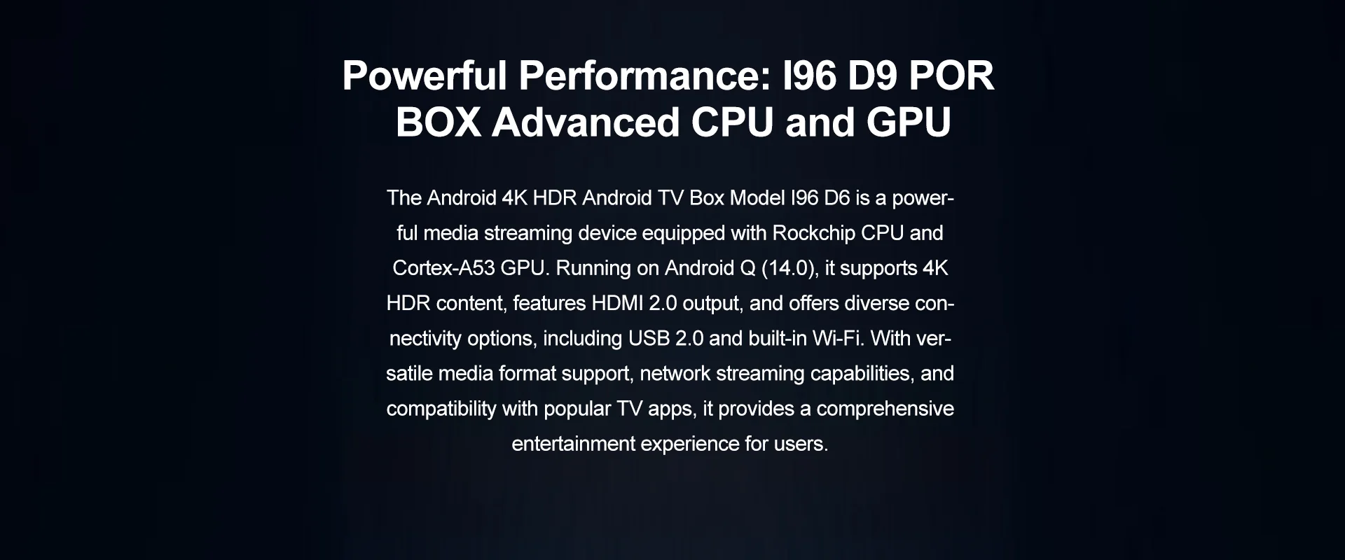 I96 D9 PRO Android TV Stick performance image for TOPLEO B2B buyers