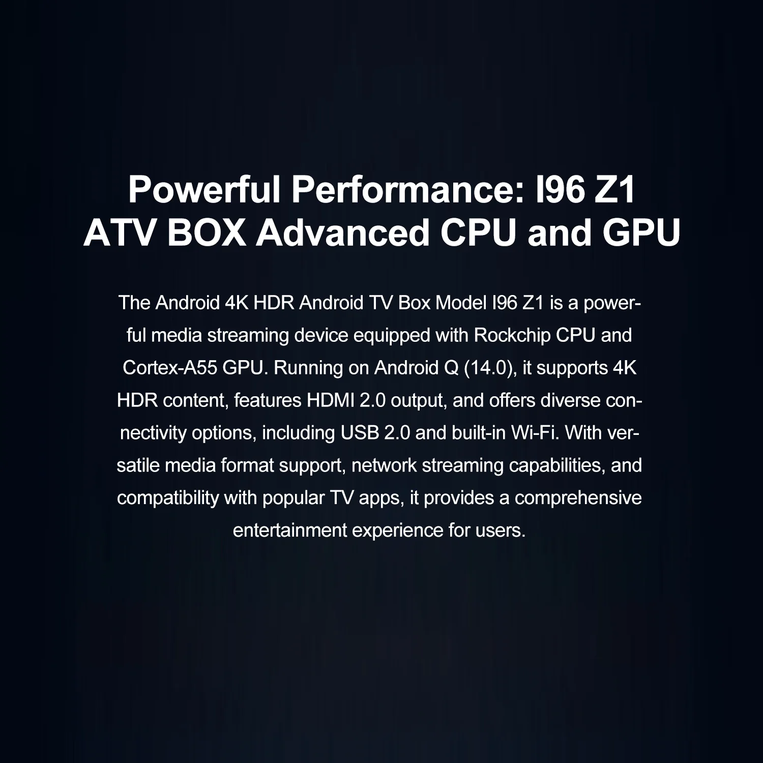 I96 Z1 Android TV Box performance image for TOPLEO B2B buyers