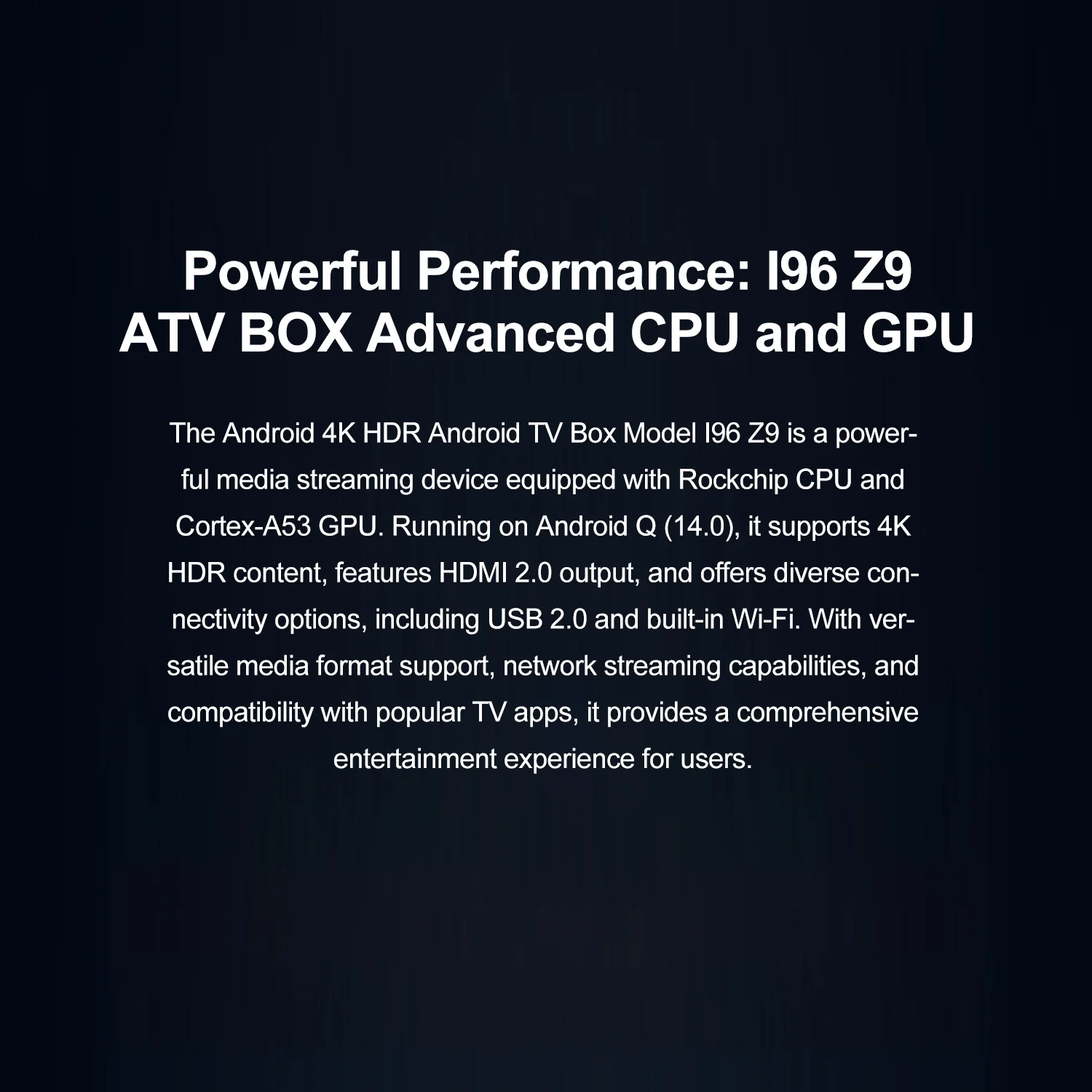 I96 Z9 Android TV Box performance image for TOPLEO B2B buyers