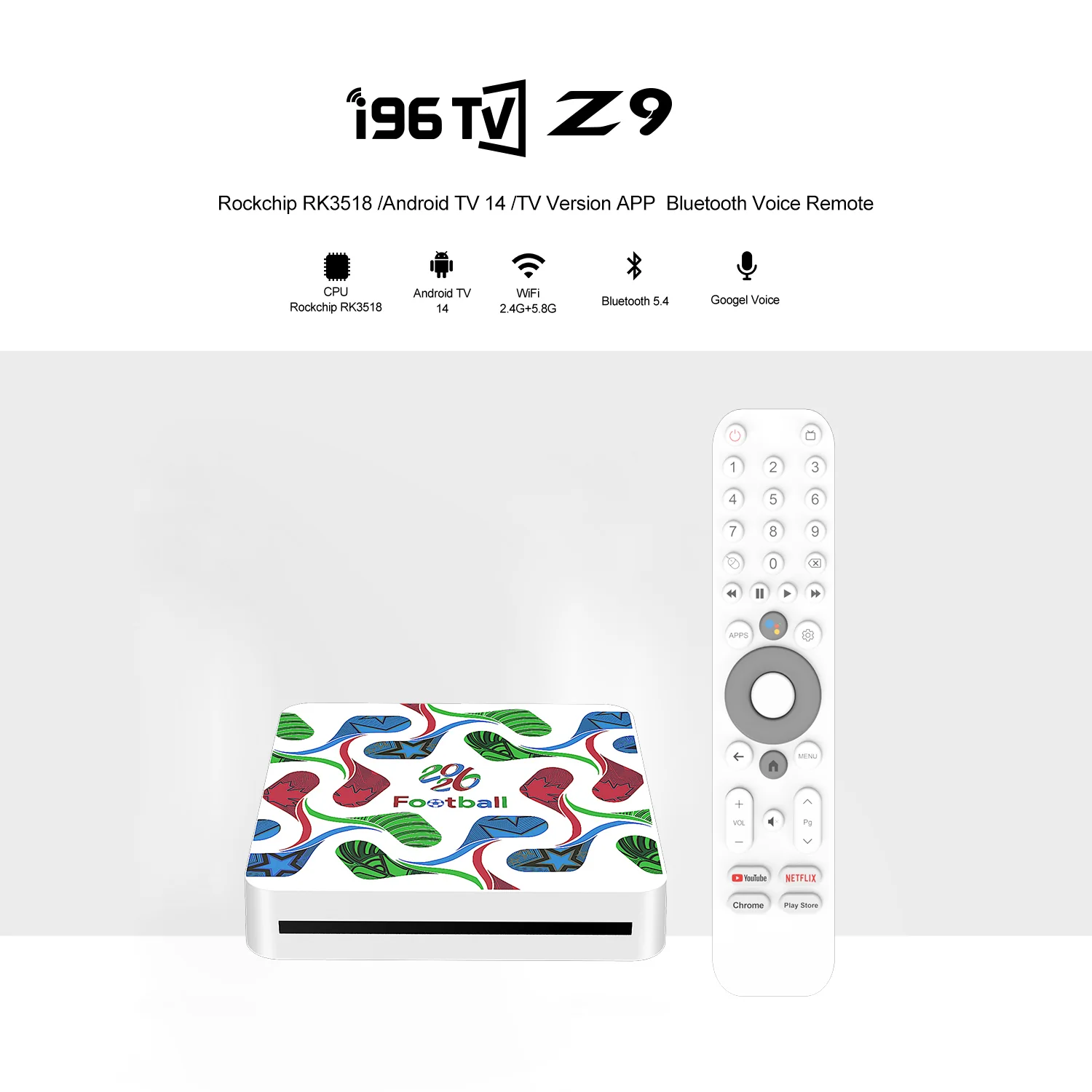 I96 Z9 Android TV Box specifications image for TOPLEO B2B buyers