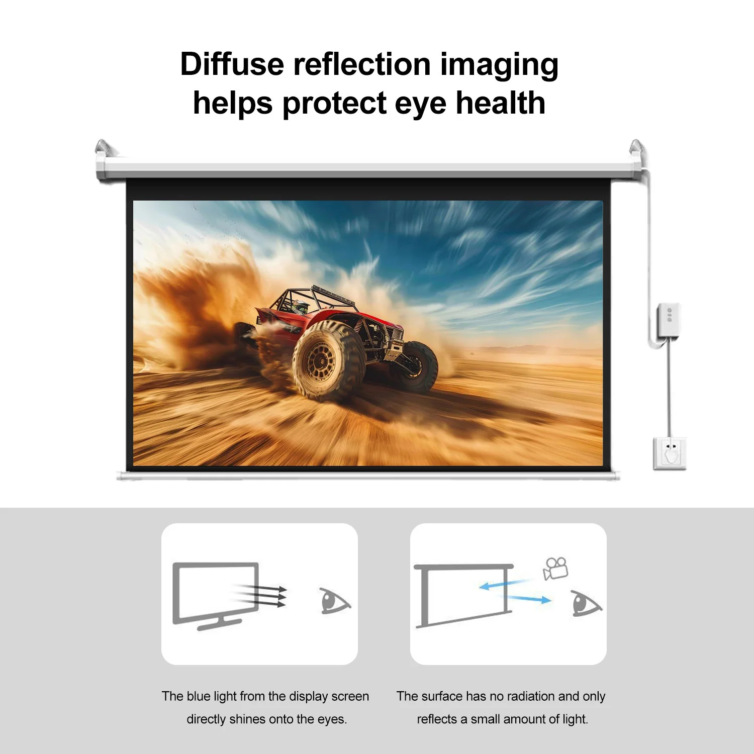 MB04 White Fiberglass Projector Screen eye health image for TOPLEO B2B buyers