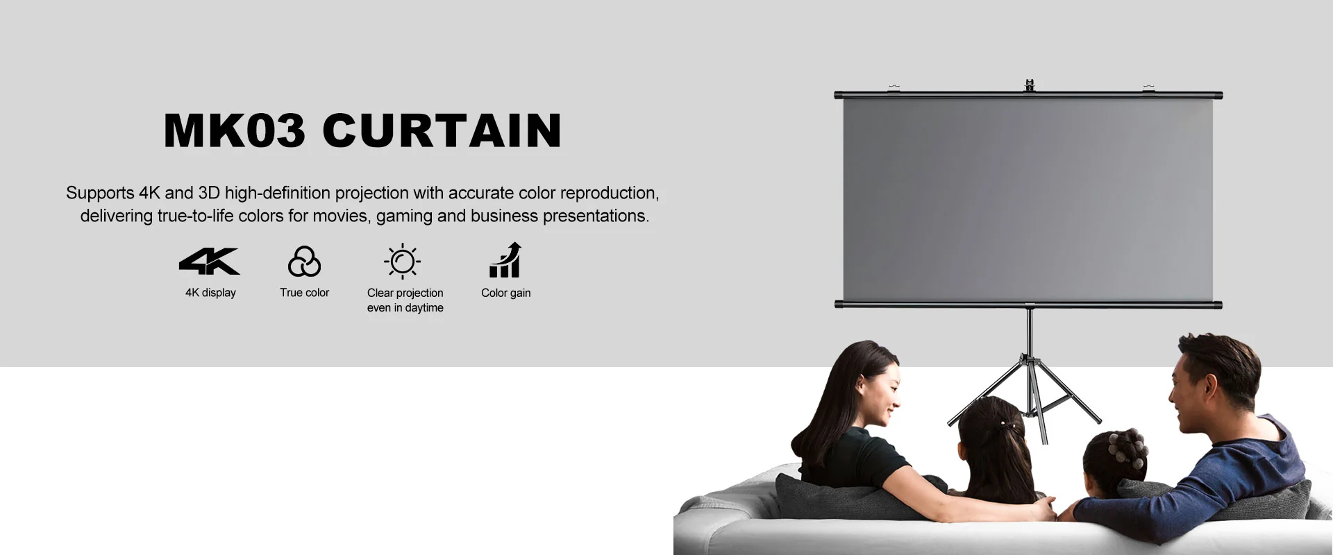 MK03 Single-Support Anti-Glare Projector Screen color alr before after image for TOPLEO B2B buyers