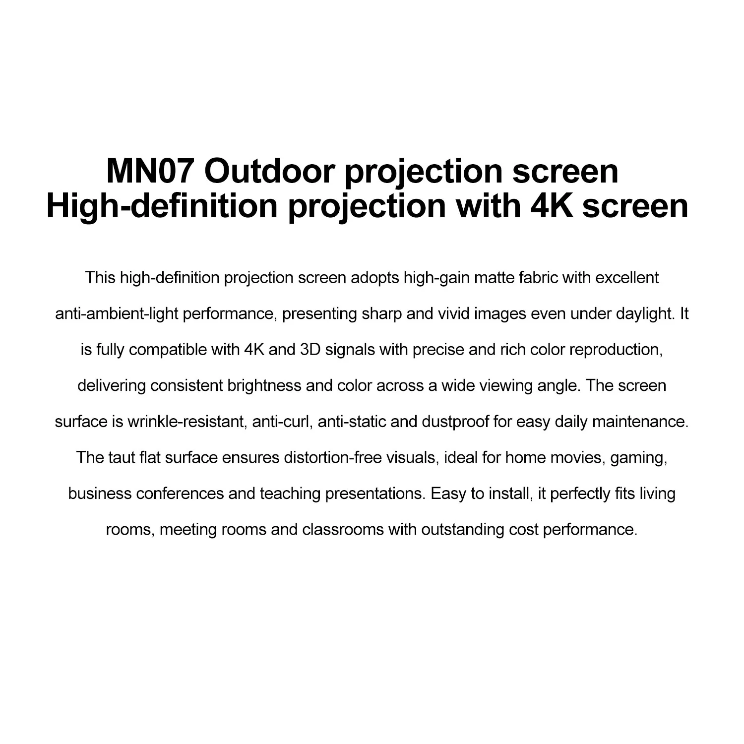 MN07 Milk Silk Projector Screen performance image for TOPLEO B2B buyers