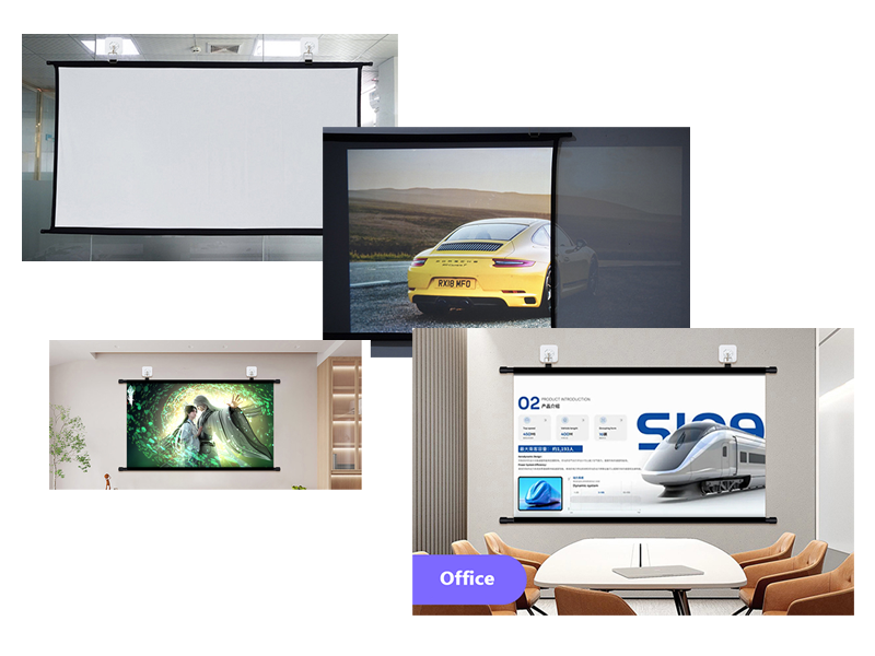 Projector screen OEM products — motorized, tripod and fixed-frame screens with ALR coating